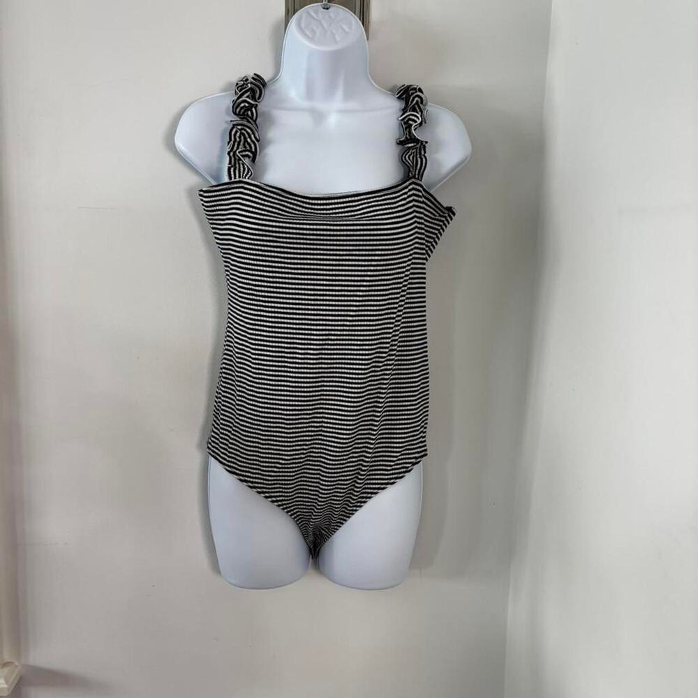 Reformation b&w striped bodysuit SZ XL